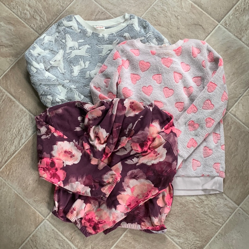 Bundle of 3 sweatshirts. Girls size L (10-12).